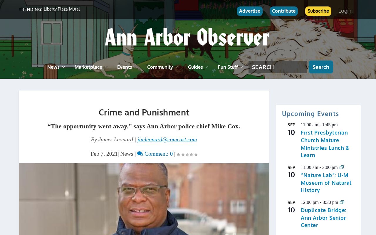Ann Arbor Observer Crime and Punishment coverage page