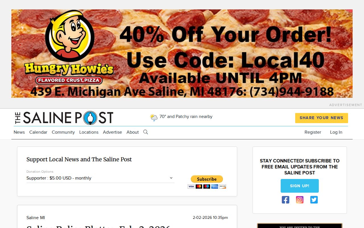 The Saline Post local police blotter webpage